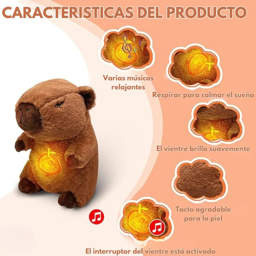 PELUCHE CAPIBARA INTERACTIVO – RESPIRA, ILUMINA Y RELAJA