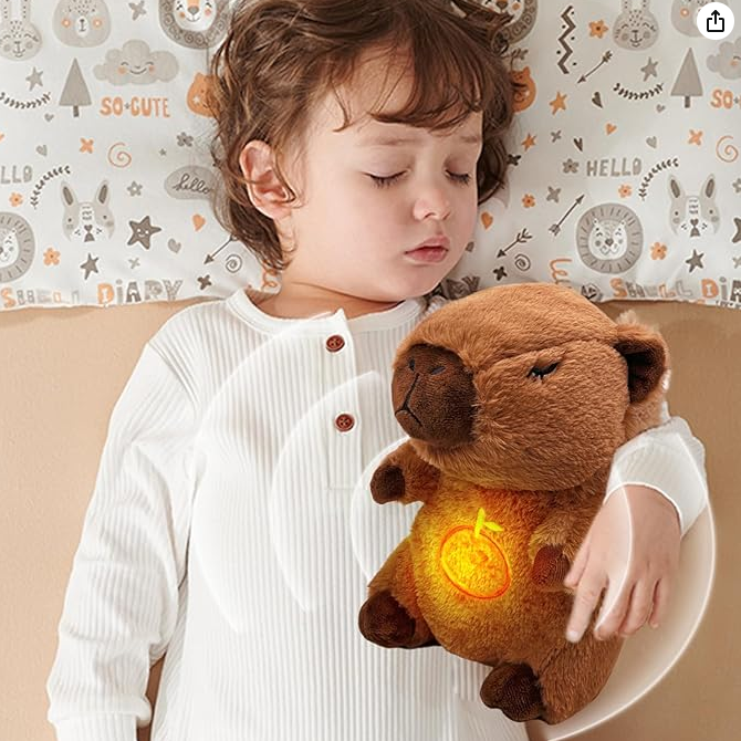 PELUCHE CAPIBARA INTERACTIVO – RESPIRA, ILUMINA Y RELAJA