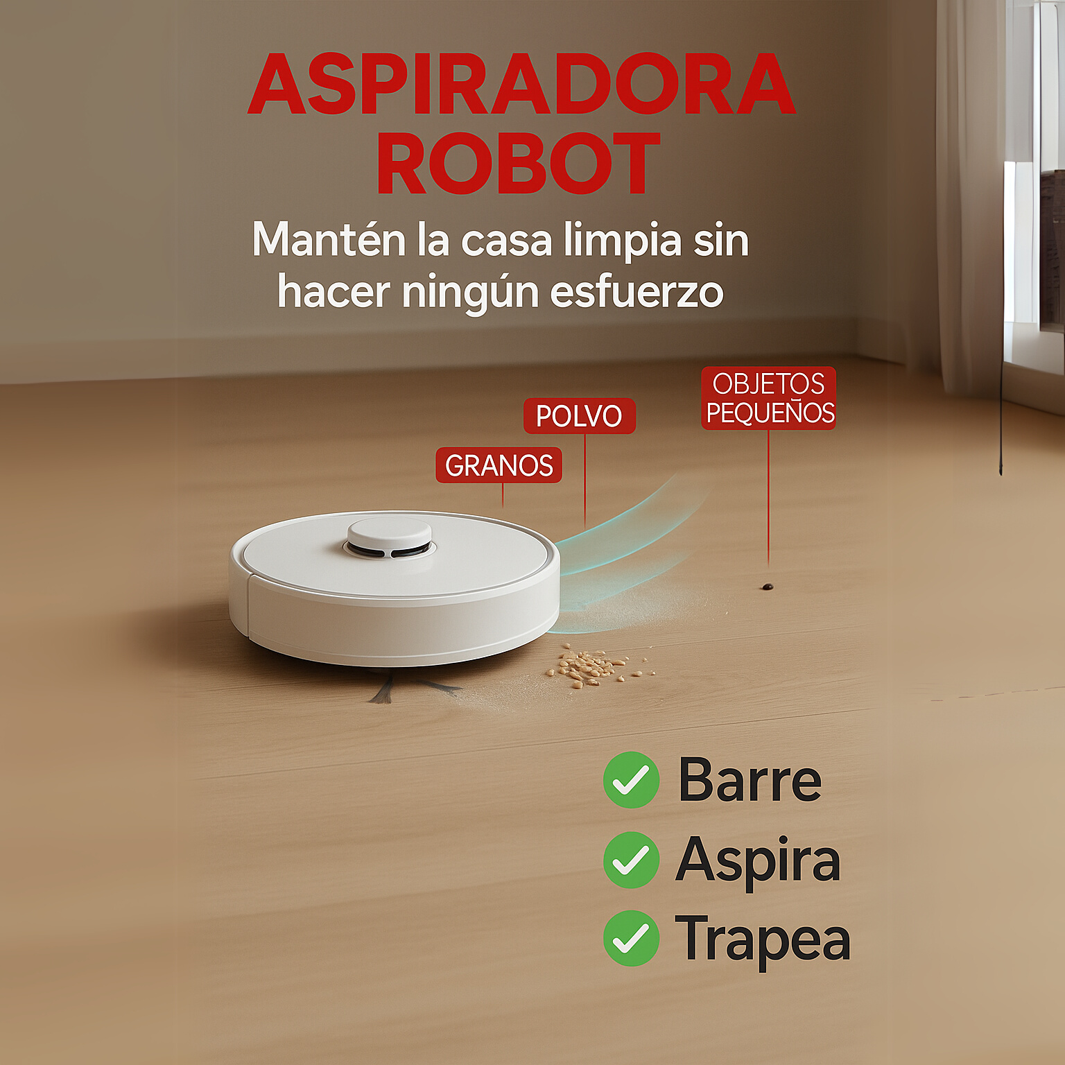 ASPIRADORA ROBOT LIMPIADOR INTELIGENTE PARA EL HOGAR