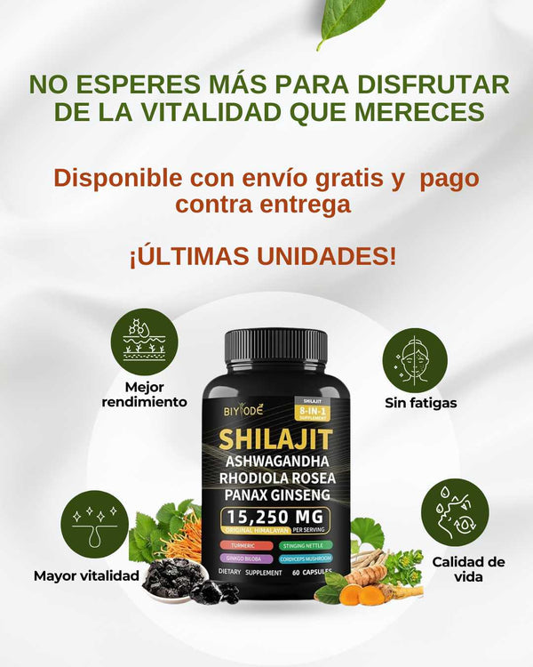 SHILAJIT MAX 8 EN 1 Fortificado SUBE TU TESTOSTERONA !
